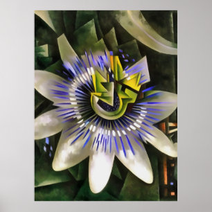 Poster Passiflora Passion Fleur De Style Art Géométrique