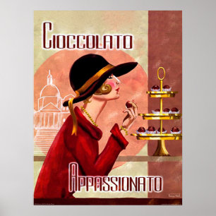 Poster Passion de femme pour le chocolat, vintage drôle