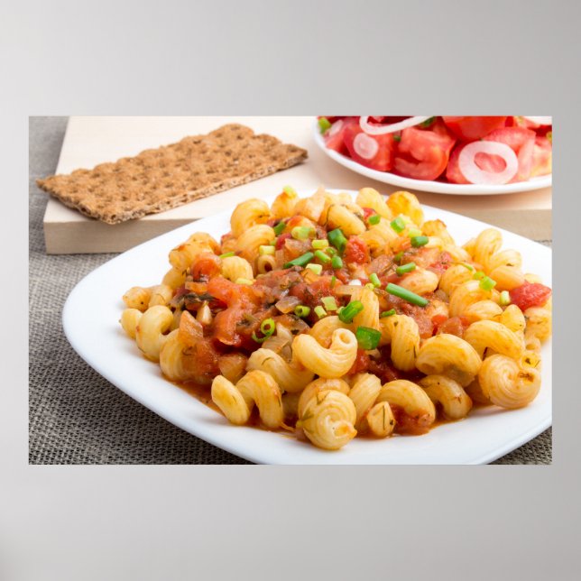 Poster Pasta cuite cavatappi closeuse (Devant)