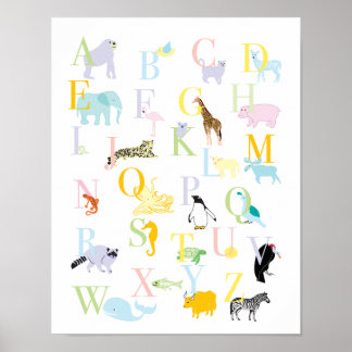Poster Pastel Animal ABC Imprimer