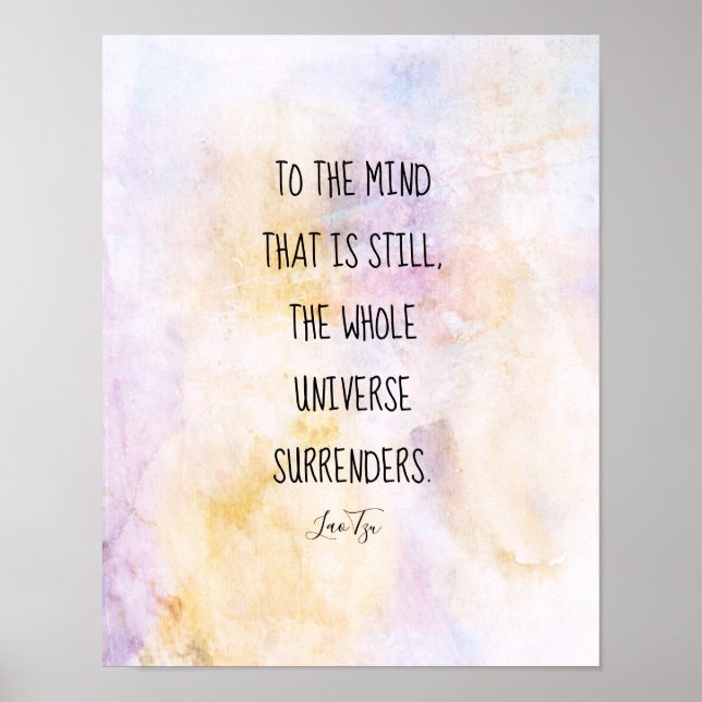 Poster pastel aquarelle inspirateur zen citation Lao Tzu (Devant)