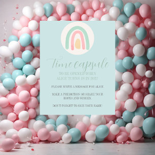 Poster Pastel bleu arc-en-ciel 1er anniversaire heure Cap