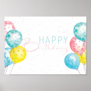 Poster Pastel Bright aquarelle Joyeux anniversaire