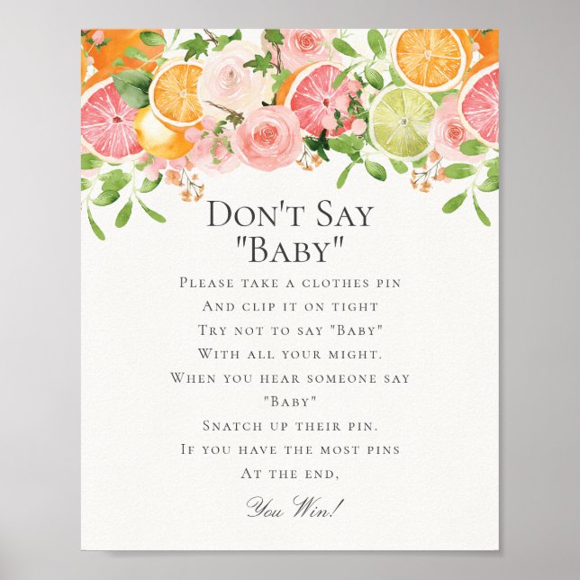 Poster Pastel Citrus Floral Cutie Ne Dire Baby Game (Devant)