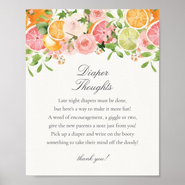 Poster Pastel Citrus Floral Petite Cutie Pensées de couch (Devant)
