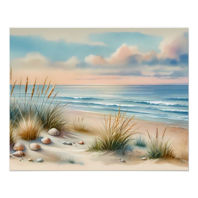 Poster Pastel Coastal Dunes Watercolor (Devant)