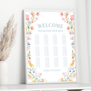 Poster Pastel Colorful Fleur sauvage Mariage Siège Graphi