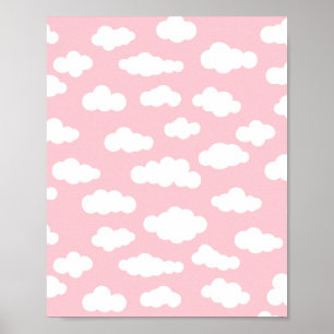 Poster Pastel Cumulus Nuages Asthétiques Art Blanc Et Ros