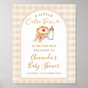 Poster Pastel Cutie Pie En vichy Automne Baby shower Bien