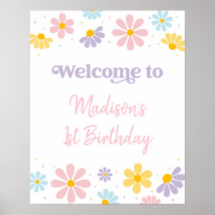 Poster Pastel Daisy Flower Welcome Anniversaire