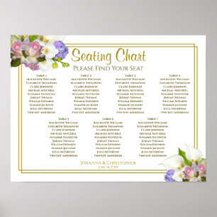 Poster Pastel de printemps Floral 7 Table Mariage Carte d