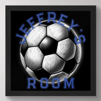 Poster Pastel Dessin noir blanc balle de soccer Personnal