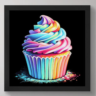 Poster Pastel Dessin Rainbow Swirl Frosting Cupcake