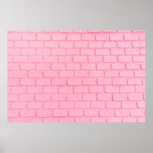 Poster Pastel en brique rose arrière - plan texture mural