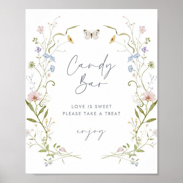 Poster Pastel Fleur sauvage Fête des mariées Barre de bon (Devant)