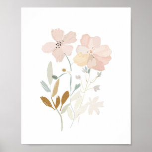 Poster Pastel Fleurs sauvages Bouquet romantique Aquarell