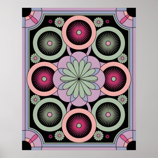 Poster Pastel Geometric Mandala Bloom (Devant)