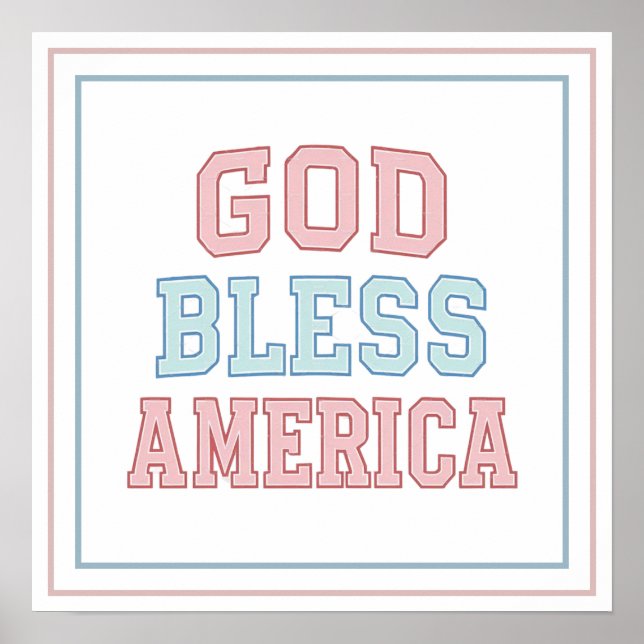 Poster Pastel God Bless America Collegiate Bold Printed (Devant)