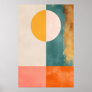 Poster Pastel Gold Mid Century Abstrait géométrique moder