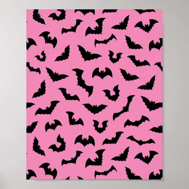 Poster Pastel goth chauve-souris rose motif halloween (Devant)