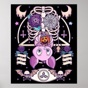 Poster Pastel Goth Déplaisant Kawaii Cadeau Chibi Hallowe