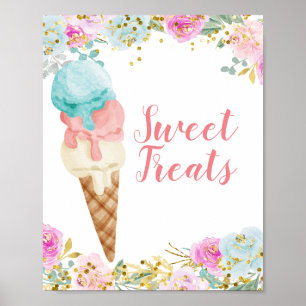 Poster Pastel Ice Cream aquarelle Sweet Traitements signe