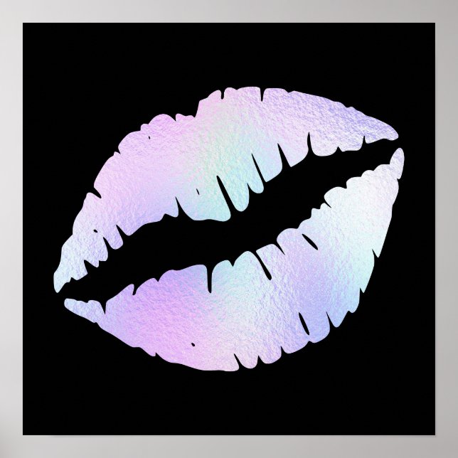 Poster Pastel Iridescente Foil Lipstick Baiser en noir (Devant)