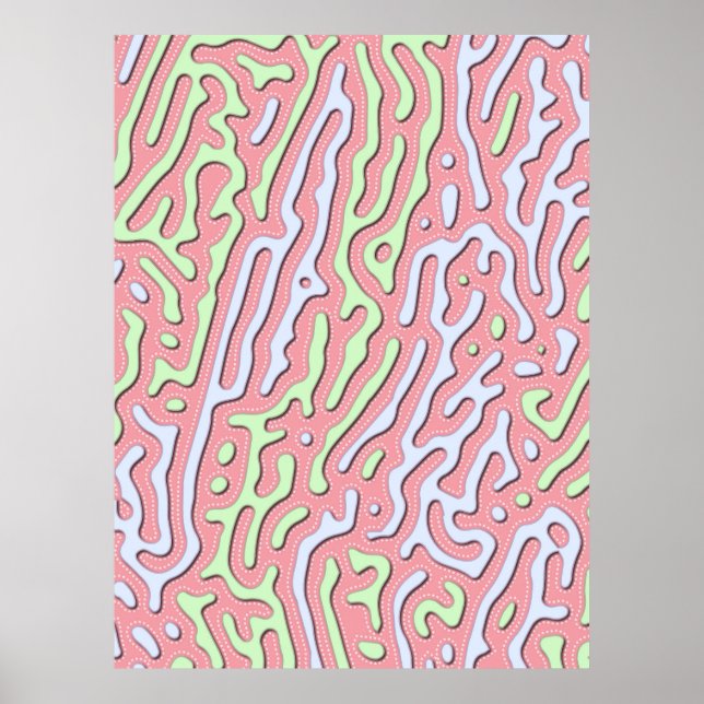 Poster Pastel Kawaii Design Abstrait de Squiggle coloré (Devant)