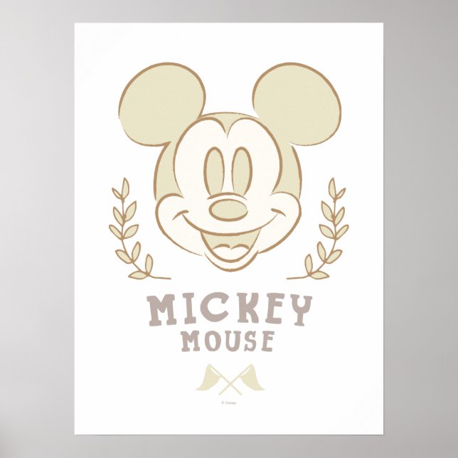 Poster Pastel Mickey Mouse Sporty Badge (Devant)