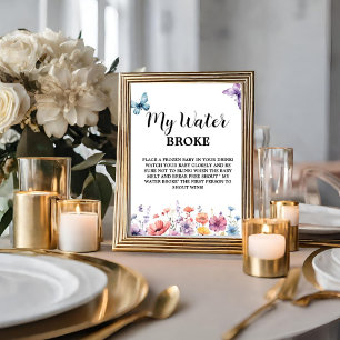 Poster Pastel my water brisé Baby Baby shower signe du je