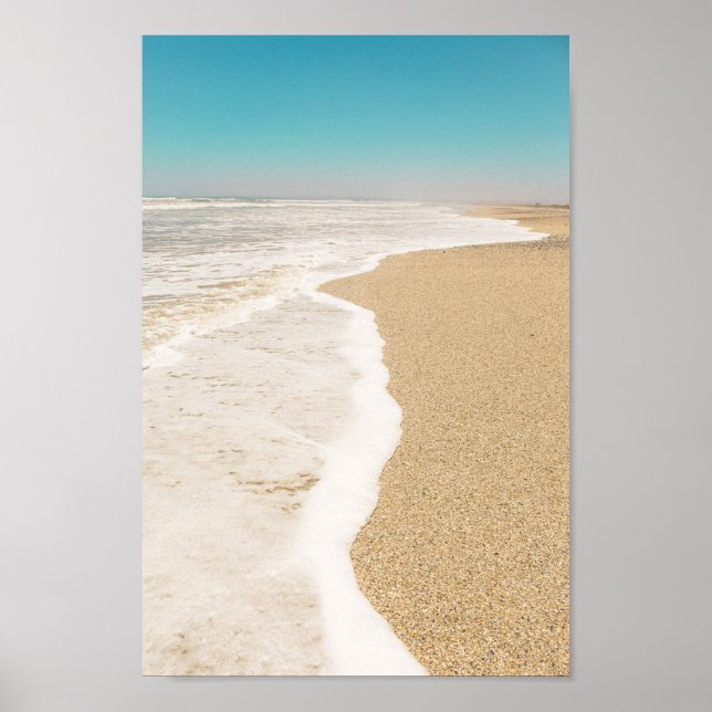 Poster Pastel Ocean Sandy Beach Sky Waves Foam (Devant)