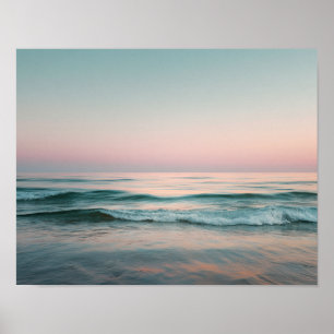Poster Pastel Ocean Waves Wall Art Paysage de mer calme