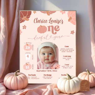 Poster Pastel Pink Citrouille 1er Anniversaire Photo Jalo