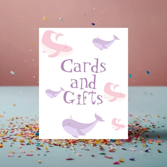 Poster Pastel Pink Lilac Baleines Cartes et Cadeaux (Créateur téléchargé)