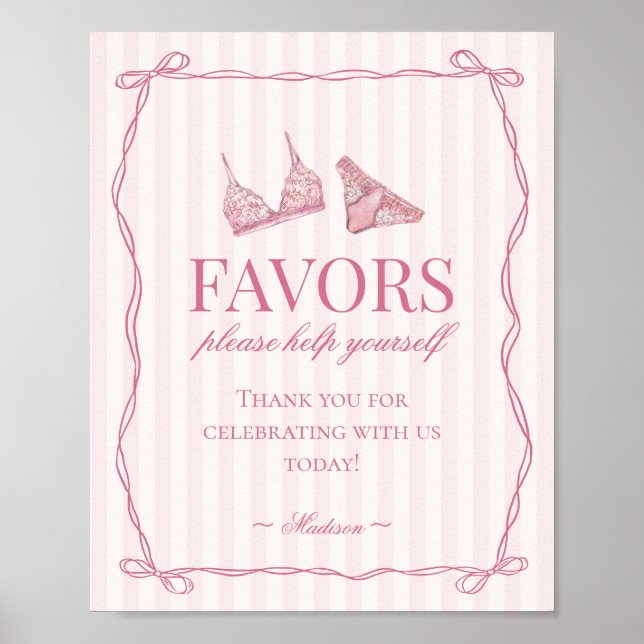 Poster Pastel Pink Lingerie Bachelorette Party Favors (Devant)