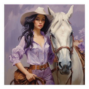 Poster Pastel Ponies : Cowgirl Wall Art