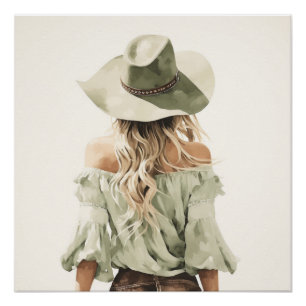 Poster Pastel Prairies : Cowgirl Wall Art