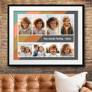 Poster Pastel Retro Stripe - 8 Photo Collage