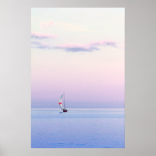 Poster Pastel seascape with a sailboat