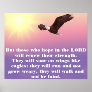 Poster Pastel Sky, Aigle, Espoir Force Bible Verse