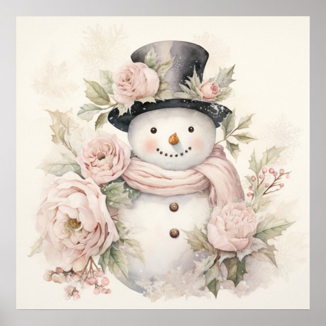Poster Pastel Snowman (Devant)