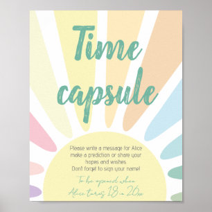 Poster Pastel soleil Anniversaire Heure Capsule