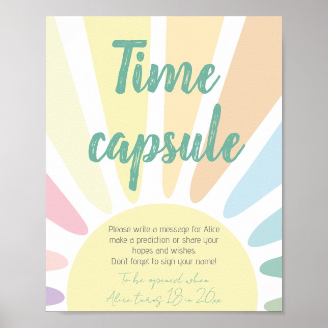 Poster Pastel soleil Anniversaire Heure Capsule (Devant)