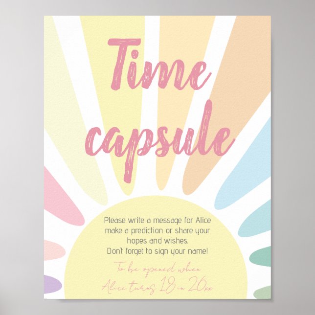 Poster Pastel soleil Anniversaire Heure Capsule (Devant)