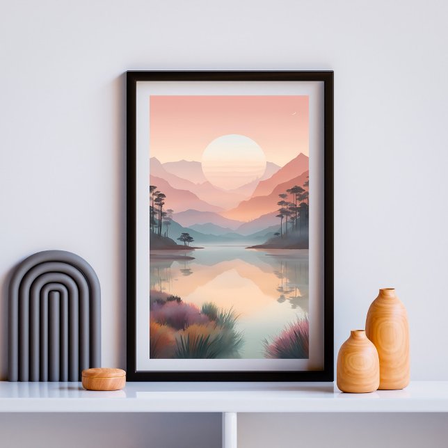 Poster Pastel Sunrise Sur Eaux Tranquilles (Créateur téléchargé)