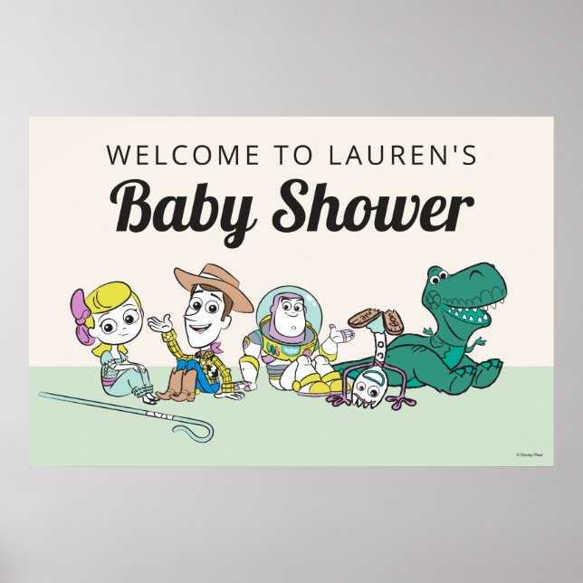 Poster Pastel Toy Histoire Personnages Baby shower Bienve (Devant)