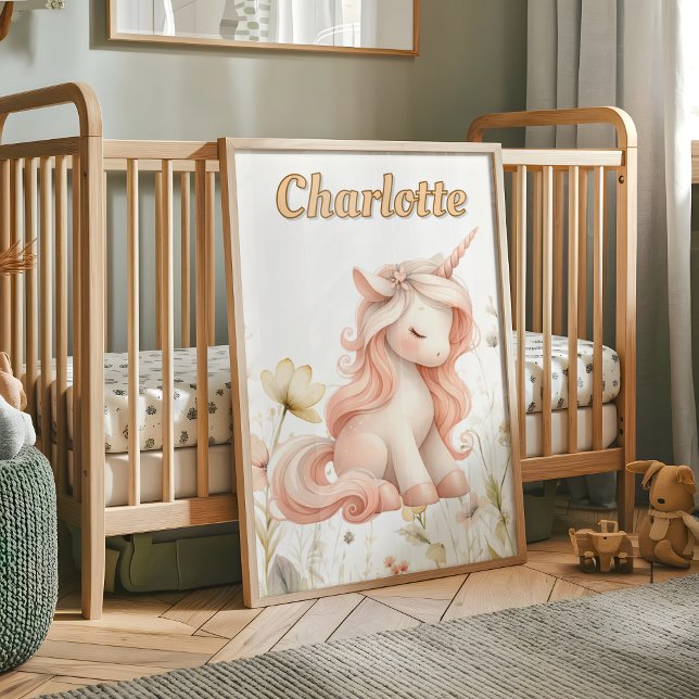 Poster Pastel Whimsical unicorn fleur sauvage (Créateur téléchargé)
