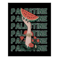 pastèque, fleurs et texte Palestine Répéter 