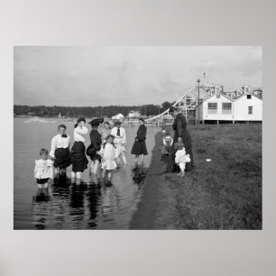Poster Pataugeant à l'ours blanc Lake, 1905