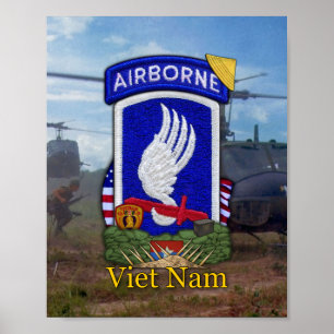 Poster Patch de guerre de l'Armée 173e ABN BDE Vietnam